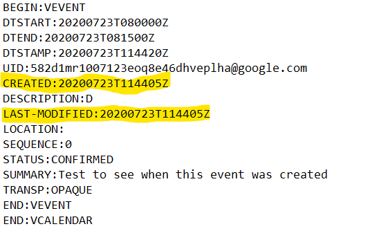 Google Calendar event details after