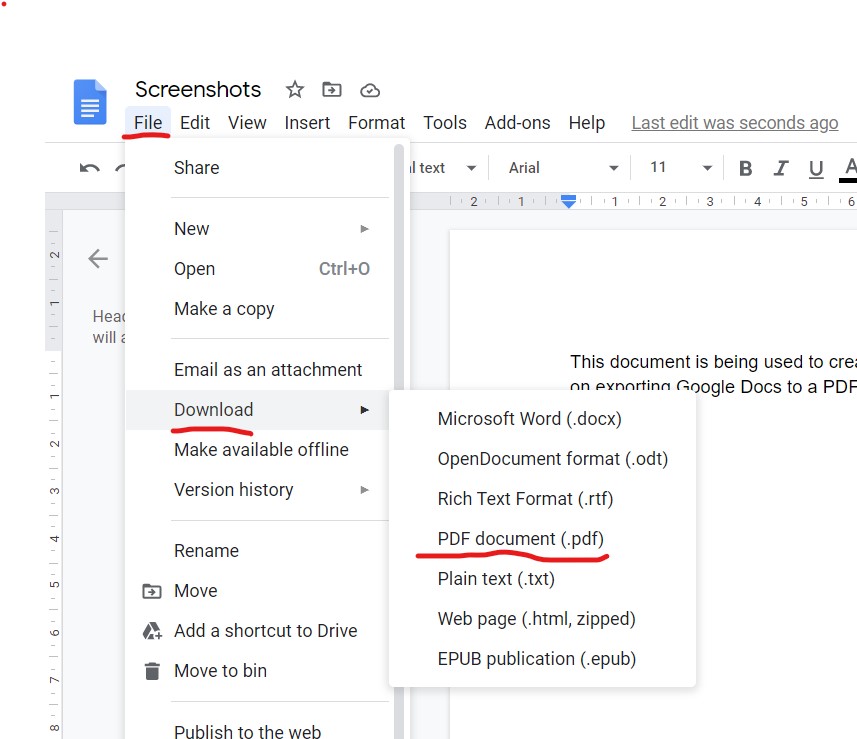 Export Google Doc as PDF