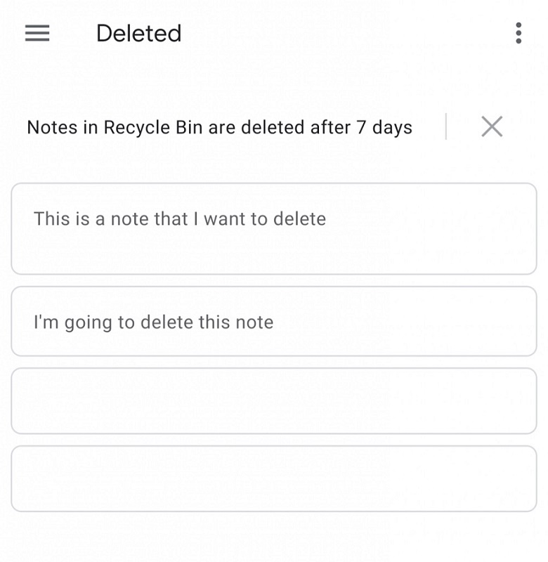Deleting notes from Google Keep