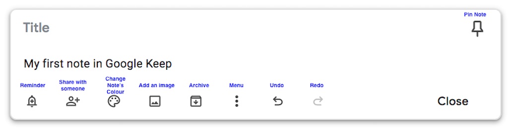 Details of Google Keep Note icons