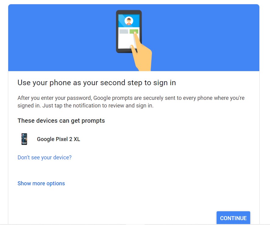 Use your phone as a second step to sign into Google Account