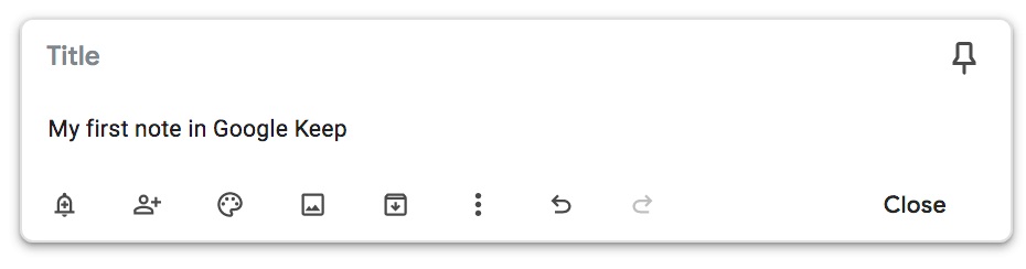 Writing a note in Google Keep