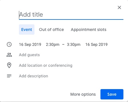 adding events from Google Workspace Calendar