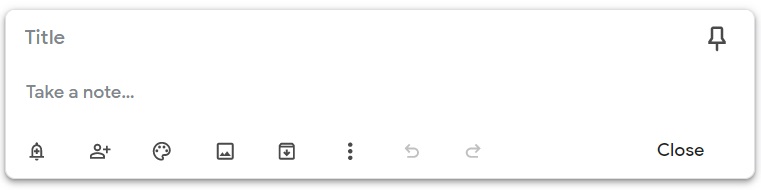 blank google keep note on the website