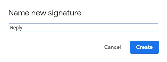 name a new Gmail pre set signature block