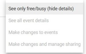 only see free or busy option when trying to share Google Calendar