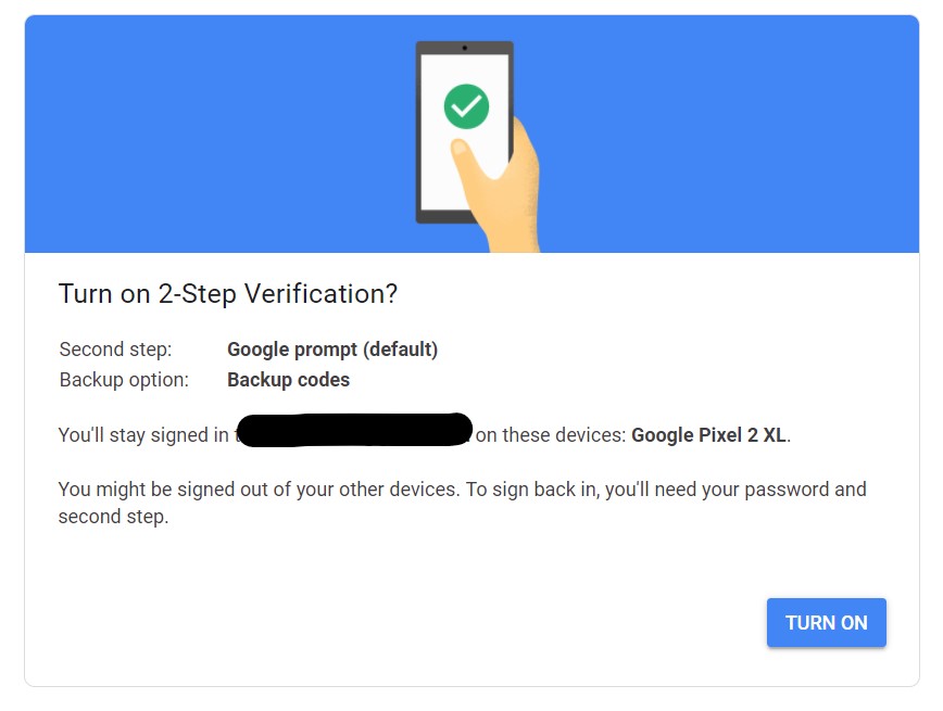 turn on 2 step verification