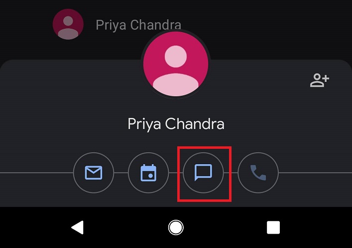Step 1 of chatting with Google Calendar attendees via mobile app