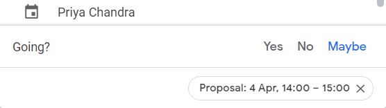 see the proposed time when you click on the event