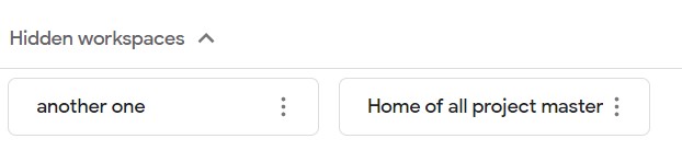 view hidden workspaces