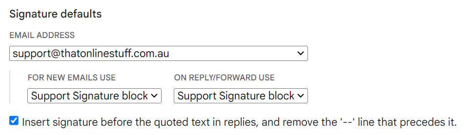 Image of signature defaults to be used for alternative email addresses 1