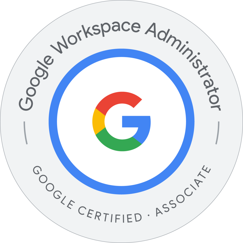Image of Priya's certification as an Associate Google Workspace Administrator