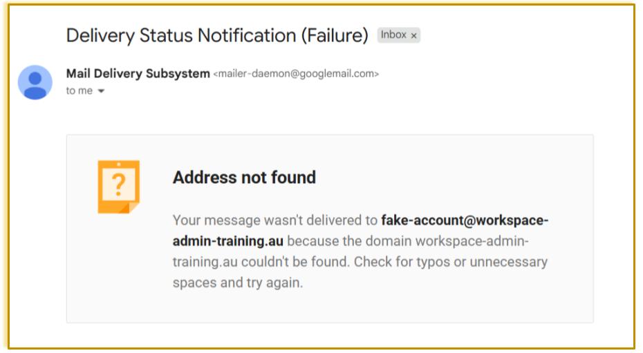 gmail delivery failure address not found