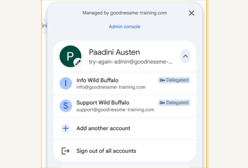 Profile drop down